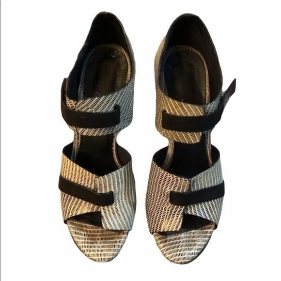 Zero+Maria Cornejo Leather Open Toe Wood Wedge 36 - Picture 2 of 7